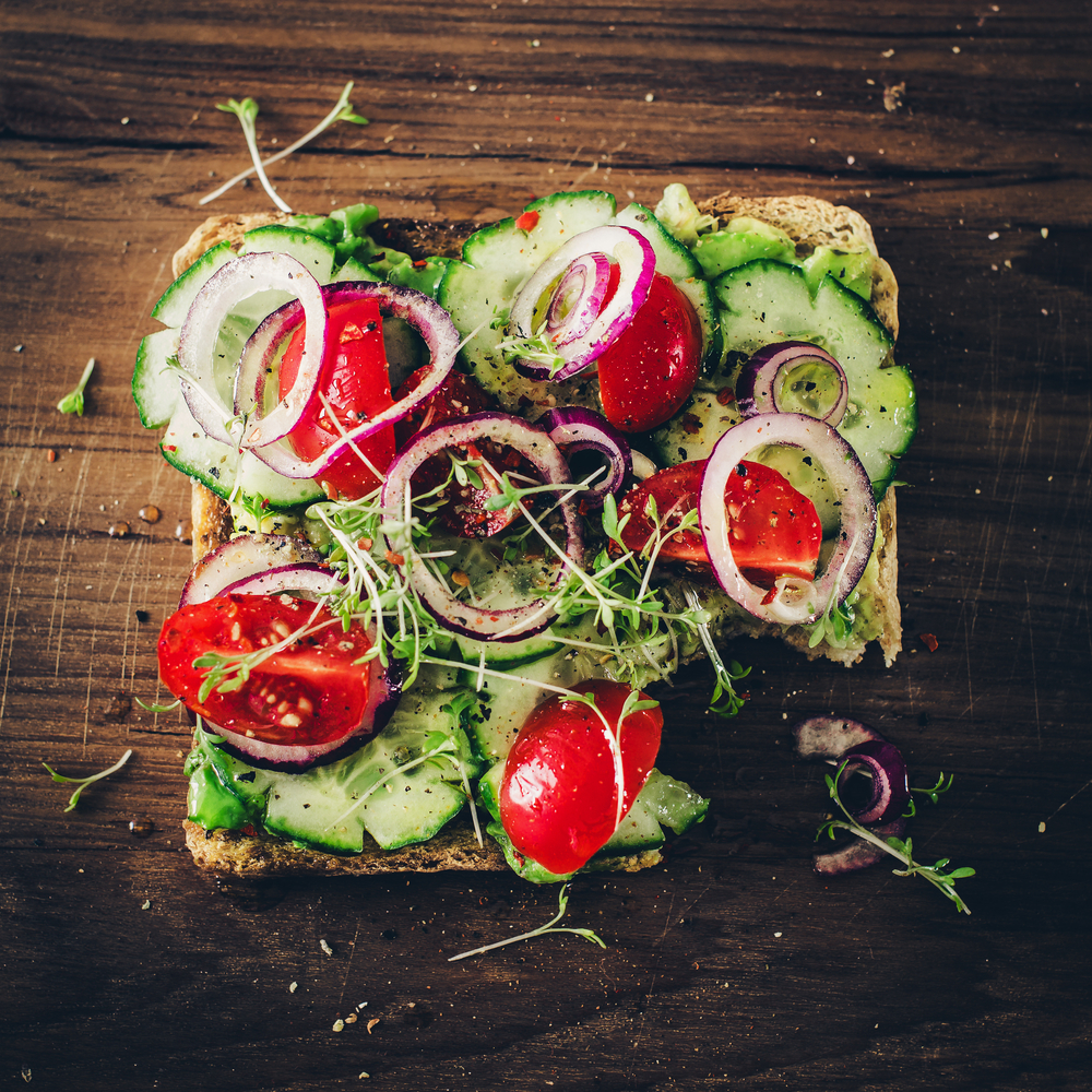 Avocado toast with veggies