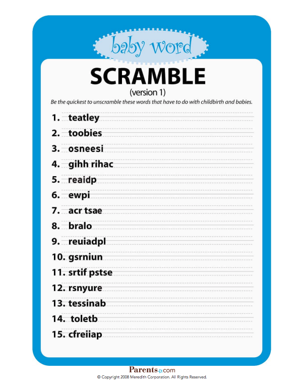 Free Printable Baby Shower Scrabble