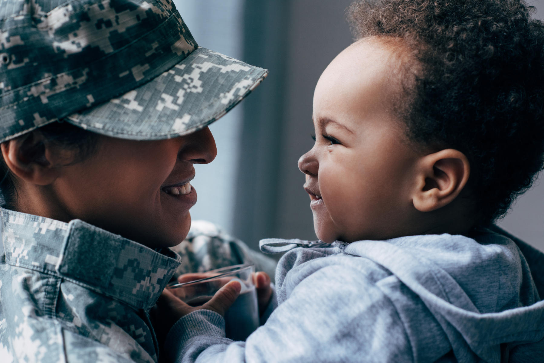 Military mom and her son